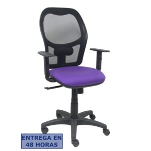 PIQUERAS Y CRESPO Silla Alocen malla negra asiento bali lila brazos regulables