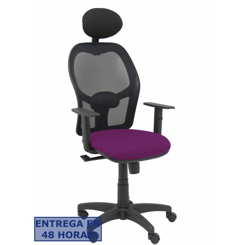 PIQUERAS Y CRESPO Silla Alocen malla negra asiento bali morado brazos regulables cabecero fijo