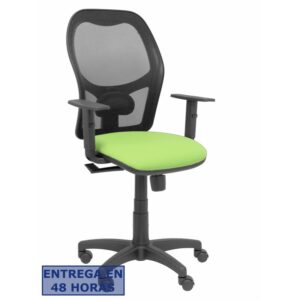 PIQUERAS Y CRESPO Silla Alocen malla negra asiento bali pistacho brazos regulables