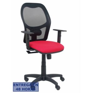 PIQUERAS Y CRESPO Silla Alocen malla negra asiento bali rojo brazos regulables