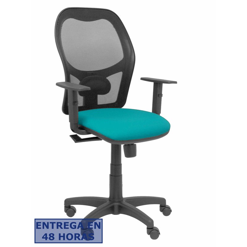 PIQUERAS Y CRESPO Silla Alocen malla negra asiento bali turquesa brazos regulables