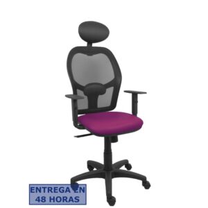 PIQUERAS Y CRESPO Silla Alocen malla negra asiento similpiel morado brazos regulables cabecero fijo