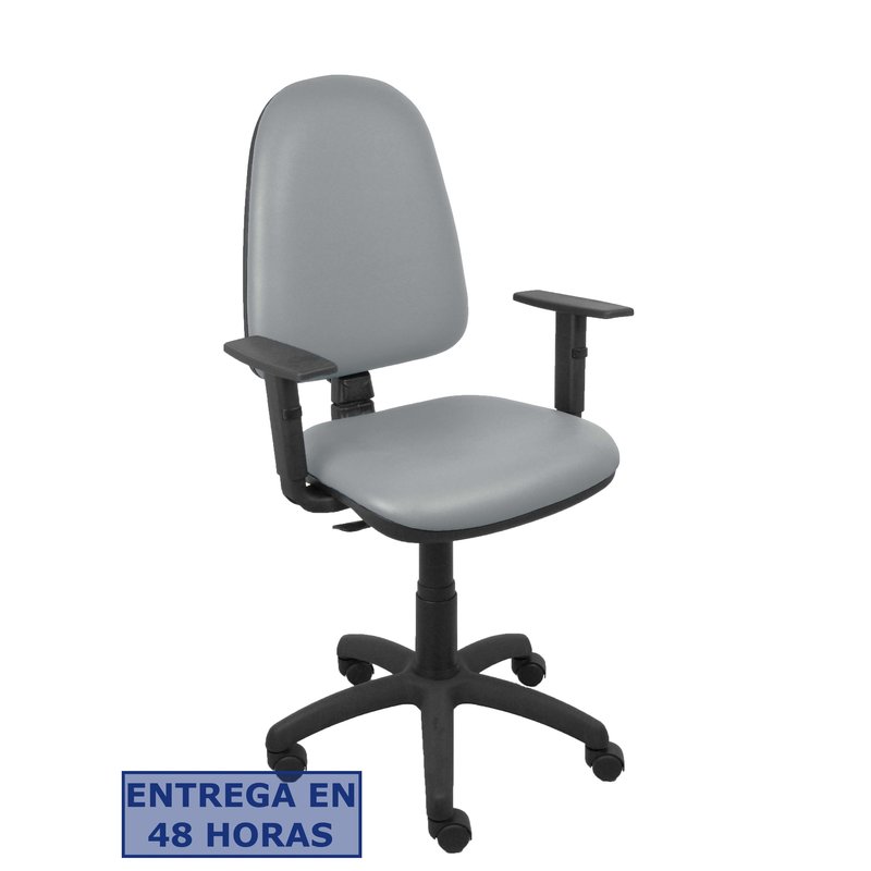 PIQUERAS Y CRESPO Silla Aýna similpiel gris brazos regulables