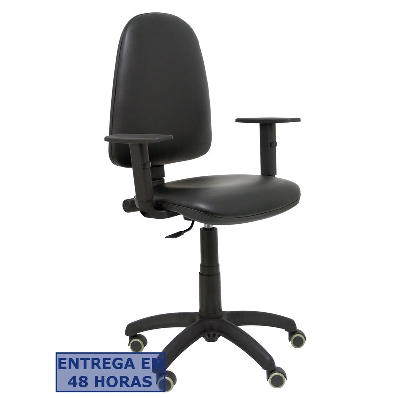 PIQUERAS Y CRESPO Silla Aýna similpiel negro con brazos regulables y ruedas parque PIQUERAS Y CRESPO Silla Aýna similpiel negro con brazos regulables y ruedas parque