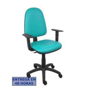 PIQUERAS Y CRESPO Silla Aýna similpiel turquesa brazos regulables