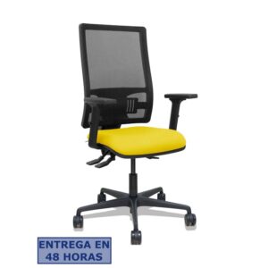 PIQUERAS Y CRESPO Silla Bormate asincro malla negra asiento bali amarillo brazos 2D ruedas 65mm