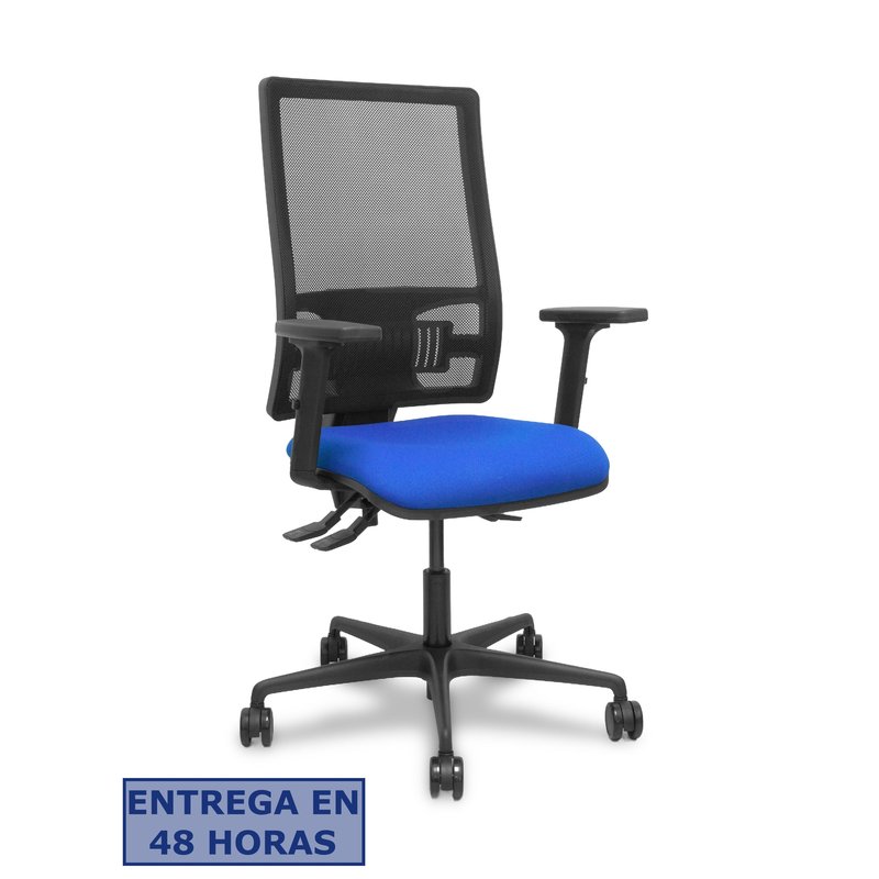 PIQUERAS Y CRESPO Silla Bormate asincro malla negra asiento bali azul brazos 2D ruedas 65mm