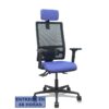 PIQUERAS Y CRESPO Silla Bormate asincro malla negra asiento bali azul claro brazos 2D ruedas 65mm cabecero regulable