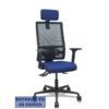 PIQUERAS Y CRESPO Silla Bormate asincro malla negra asiento bali azul marino brazos 2D ruedas 65mm cabecero regulable