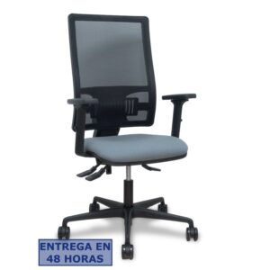 PIQUERAS Y CRESPO Silla Bormate asincro malla negra asiento bali gris brazos 2D ruedas 65mm