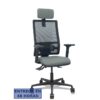 PIQUERAS Y CRESPO Silla Bormate asincro malla negra asiento bali gris brazos 2D ruedas 65mm cabecero regulable