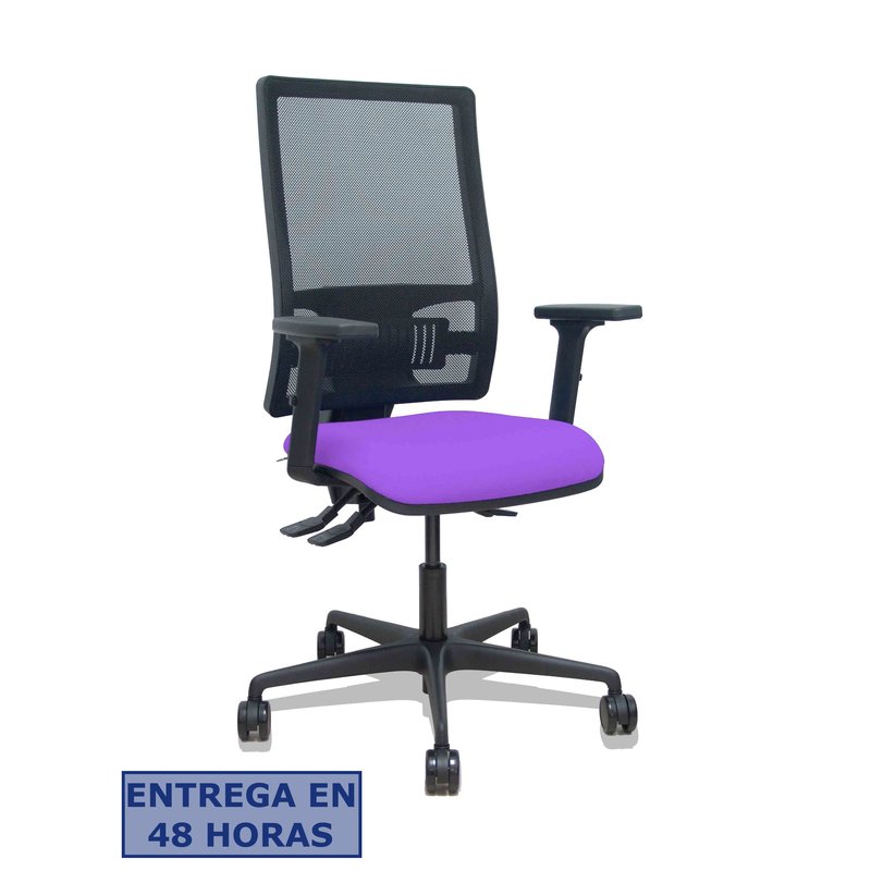 PIQUERAS Y CRESPO Silla Bormate asincro malla negra asiento bali lila brazos 2D ruedas 65mm