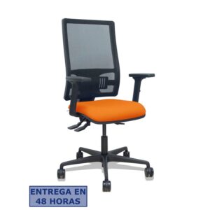 PIQUERAS Y CRESPO Silla Bormate asincro malla negra asiento bali naranja brazos 2D ruedas 65mm