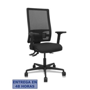 PIQUERAS Y CRESPO Silla Bormate asincro malla negra asiento bali negro brazos 2D ruedas 65mm