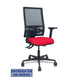 PIQUERAS Y CRESPO Silla Bormate asincro malla negra asiento bali rojo brazos 2D ruedas 65mm