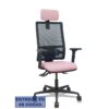 PIQUERAS Y CRESPO Silla Bormate asincro malla negra asiento bali rosa brazos 2D ruedas 65mm cabecero regulable