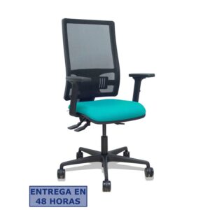 PIQUERAS Y CRESPO Silla Bormate asincro malla negra asiento bali turquesa brazos 2D ruedas 65mm