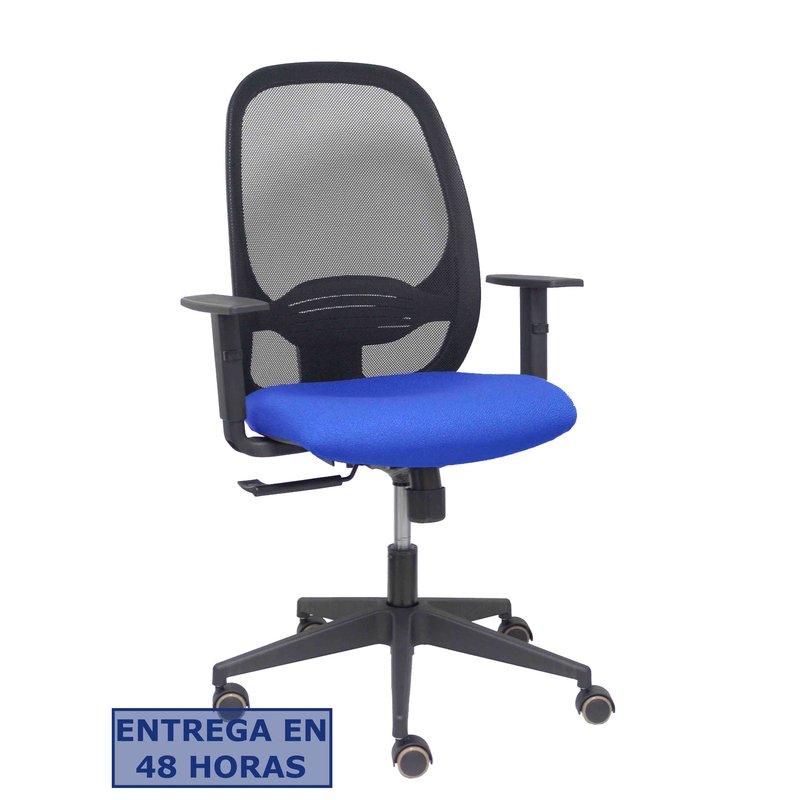 PIQUERAS Y CRESPO Silla Cilanco negra malla negra asiento bali azul brazo regulable