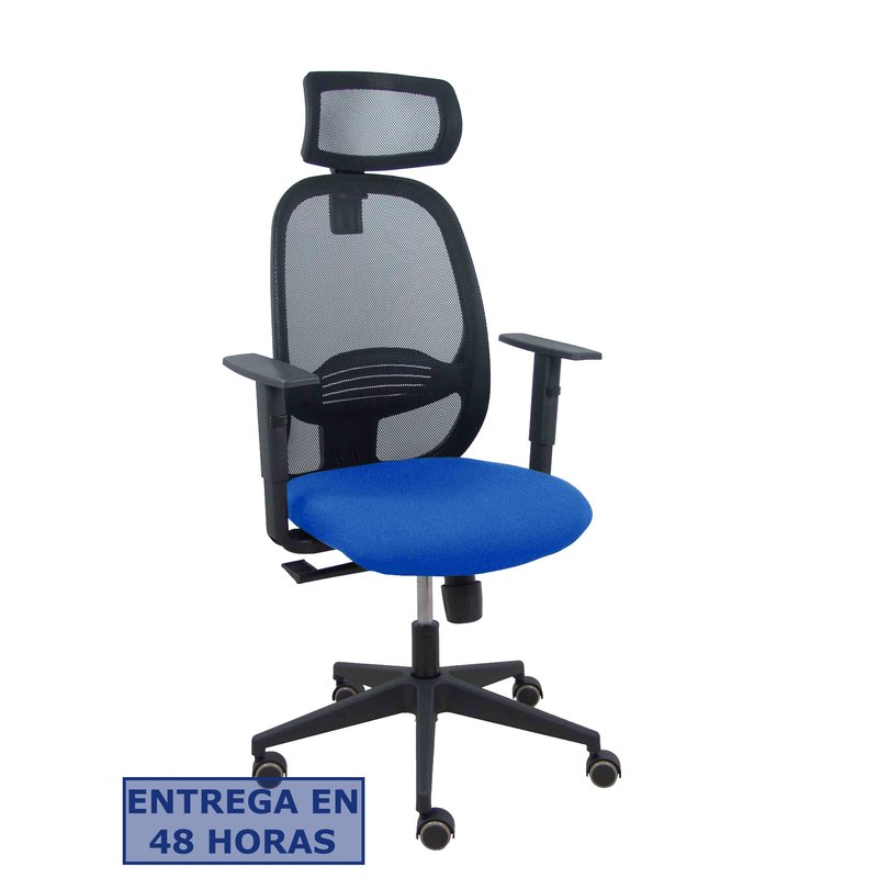 PIQUERAS Y CRESPO Silla Cilanco negra malla negra asiento bali azul brazo regulable cabecero regulable
