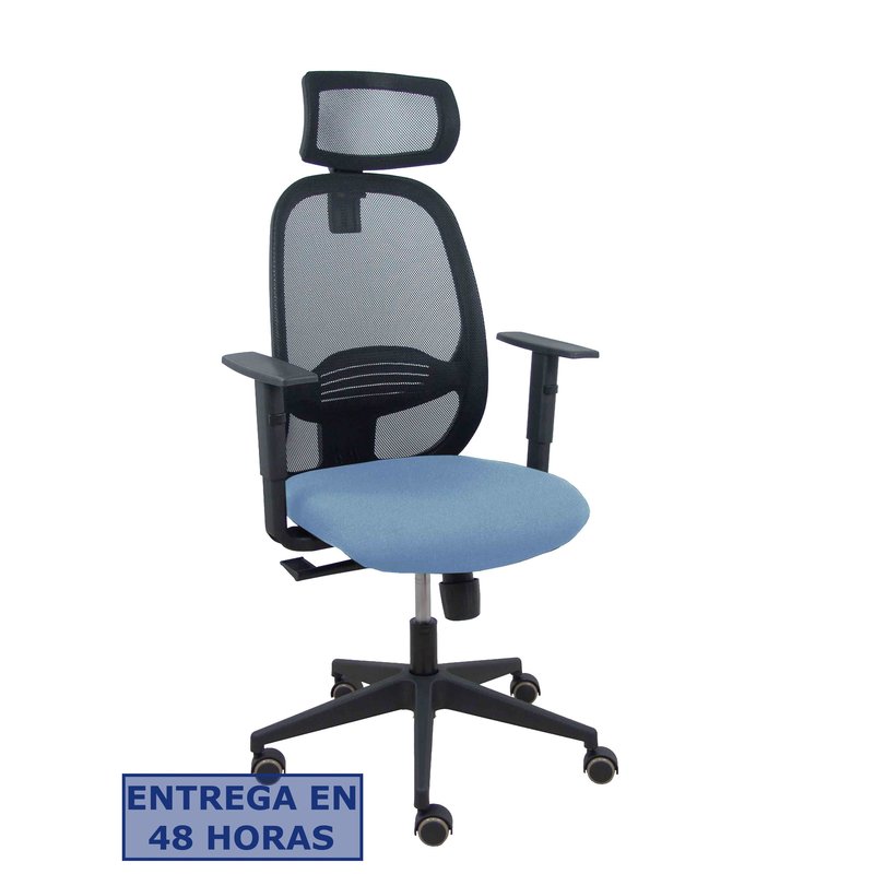 PIQUERAS Y CRESPO Silla Cilanco negra malla negra asiento bali azul cielo brazo regulable cabecero regulable
