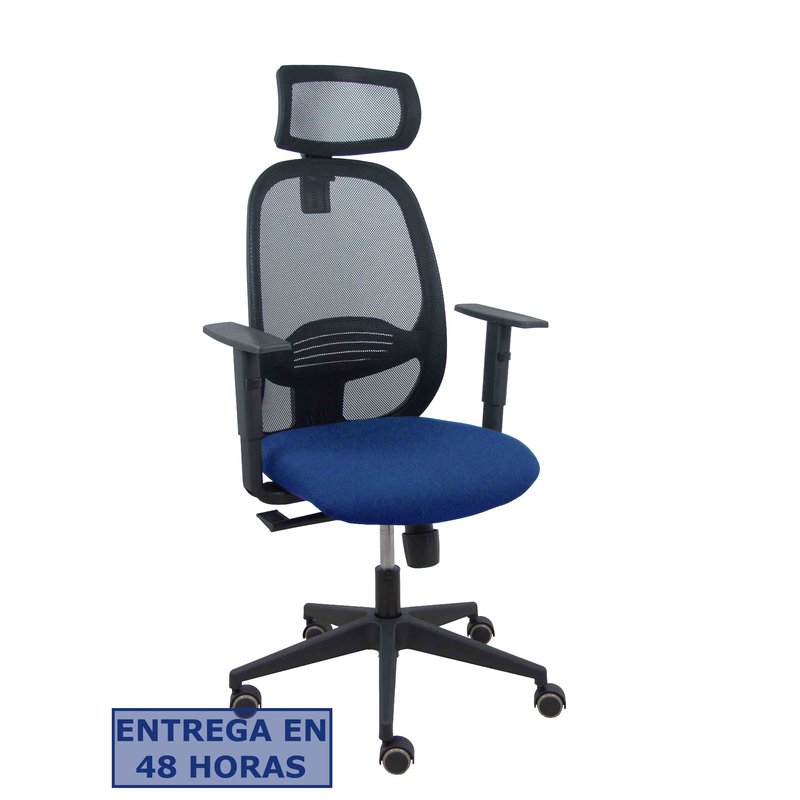 PIQUERAS Y CRESPO Silla Cilanco negra malla negra asiento bali azul marino brazo regulable cabecero regulable