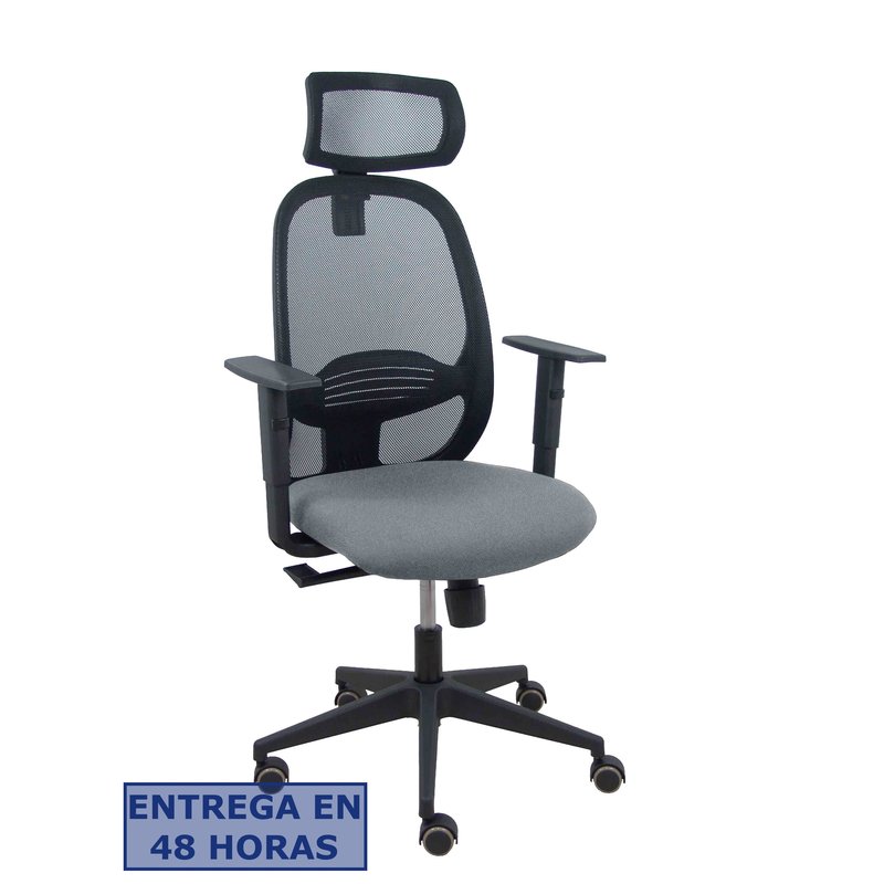 PIQUERAS Y CRESPO Silla Cilanco negra malla negra asiento bali gris brazo regulable cabecero regulable