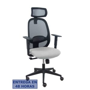 PIQUERAS Y CRESPO Silla Cilanco negra malla negra asiento bali gris claro brazo regulable cabecero regulable
