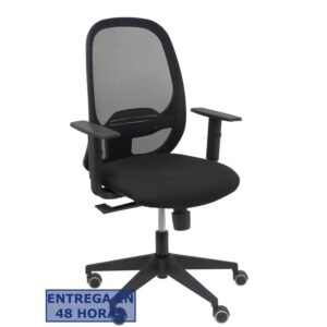 PIQUERAS Y CRESPO Silla Cilanco negra malla negra asiento bali negro brazo regulable.