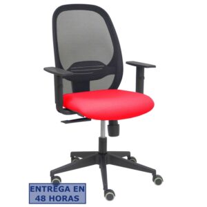 PIQUERAS Y CRESPO Silla Cilanco negra malla negra asiento bali rojo brazo regulable