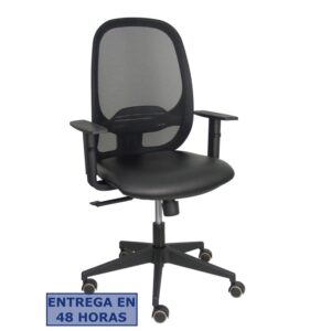 PIQUERAS Y CRESPO Silla Cilanco negra malla negra asiento similpiel negro brazo regulable.