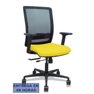 PIQUERAS Y CRESPO Silla Haches traslack malla negra asiento bali amarillo brazos 2D ruedas 65mm