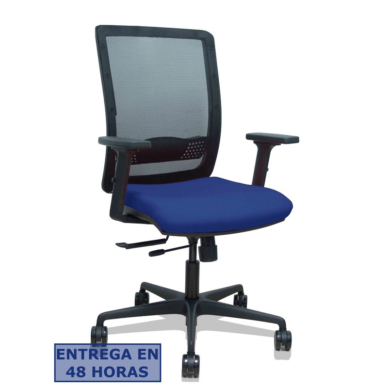 PIQUERAS Y CRESPO Silla Haches traslack malla negra asiento bali azul marino brazos 2D ruedas 65mm