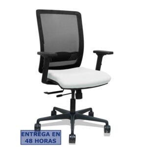 PIQUERAS Y CRESPO Silla Haches traslack malla negra asiento bali blanco brazos 2D ruedas 65mm