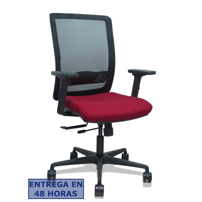 PIQUERAS Y CRESPO Silla Haches traslack malla negra asiento bali granate brazos 2D ruedas 65mm