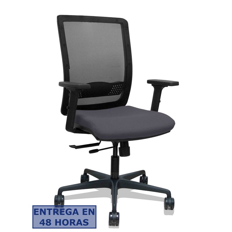 PIQUERAS Y CRESPO Silla Haches traslack malla negra asiento bali gris oscuro brazos 2D ruedas 65mm