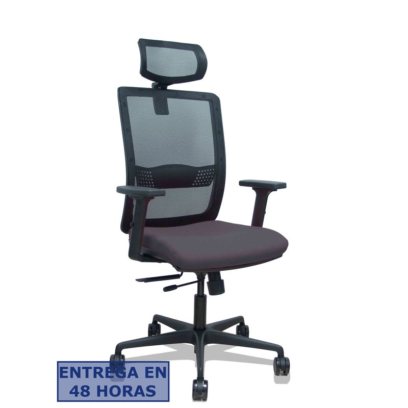 PIQUERAS Y CRESPO Silla Haches traslack malla negra asiento bali gris oscuro brazos 2D ruedas 65mm cabecero regulable