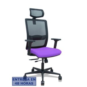 PIQUERAS Y CRESPO Silla Haches traslack malla negra asiento bali lila brazos 2D ruedas 65mm cabecero regulable