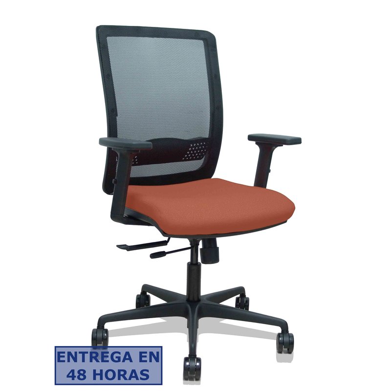 PIQUERAS Y CRESPO Silla Haches traslack malla negra asiento bali marron brazos 2D ruedas 65mm