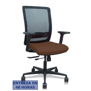 PIQUERAS Y CRESPO Silla Haches traslack malla negra asiento bali marron oscuro brazos 2D ruedas 65mm