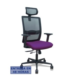 PIQUERAS Y CRESPO Silla Haches traslack malla negra asiento bali morado brazos 2D ruedas 65mm cabecero regulable
