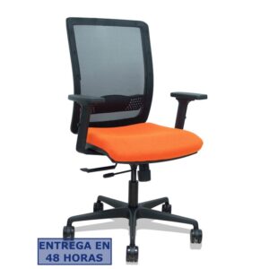 PIQUERAS Y CRESPO Silla Haches traslack malla negra asiento bali naranja brazos 2D ruedas 65mm