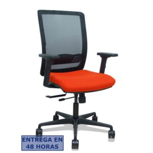 PIQUERAS Y CRESPO Silla Haches traslack malla negra asiento bali naranja oscuro brazos 2D ruedas 65mm