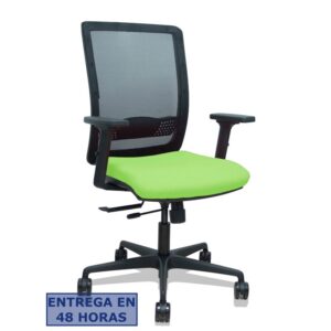 PIQUERAS Y CRESPO Silla Haches traslack malla negra asiento bali pistacho brazos 2D ruedas 65mm