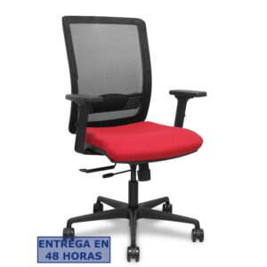 PIQUERAS Y CRESPO Silla Haches traslack malla negra asiento bali rojo brazos 2D ruedas 65mm