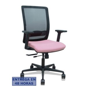 PIQUERAS Y CRESPO Silla Haches traslack malla negra asiento bali rosa brazos 2D ruedas 65mm