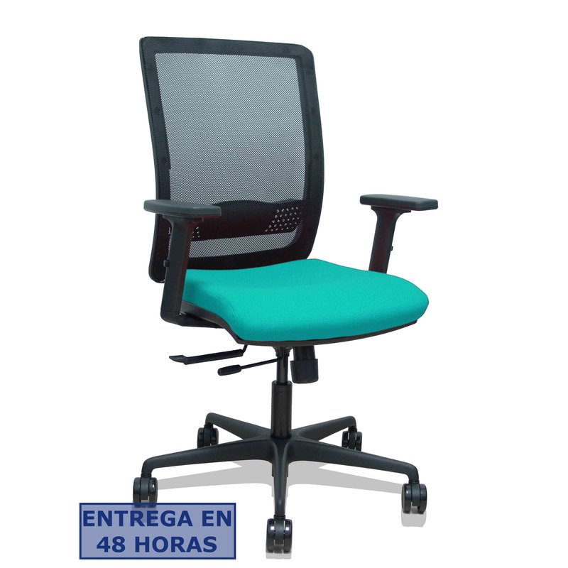 PIQUERAS Y CRESPO Silla Haches traslack malla negra asiento bali turquesa brazos 2D ruedas 65mm