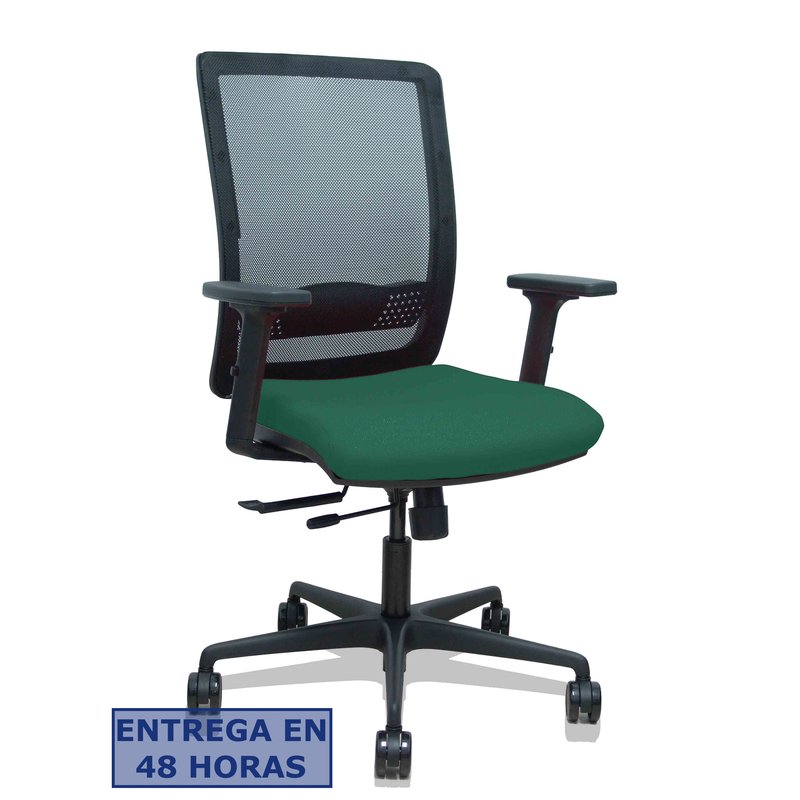 PIQUERAS Y CRESPO Silla Haches traslack malla negra asiento bali verde botella brazos 2D ruedas 65mm