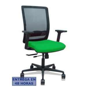 PIQUERAS Y CRESPO Silla Haches traslack malla negra asiento bali verde brazos 2D ruedas 65mm