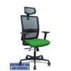 PIQUERAS Y CRESPO Silla Haches traslack malla negra asiento bali verde brazos 2D ruedas 65mm cabecero regulable