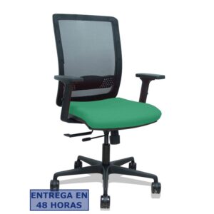 PIQUERAS Y CRESPO Silla Haches traslack malla negra asiento bali verde esmeralda brazos 2D ruedas 65mm